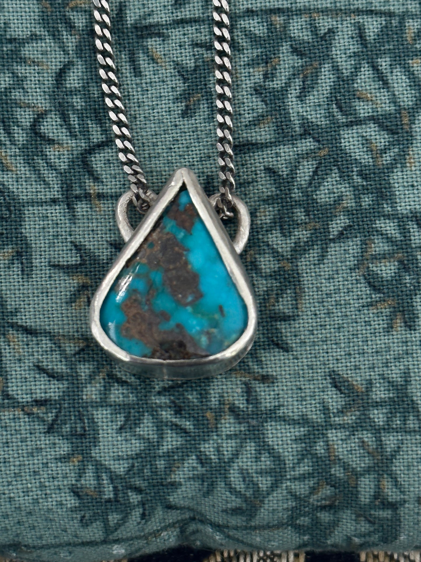 Persian turquoise teardrop pendant