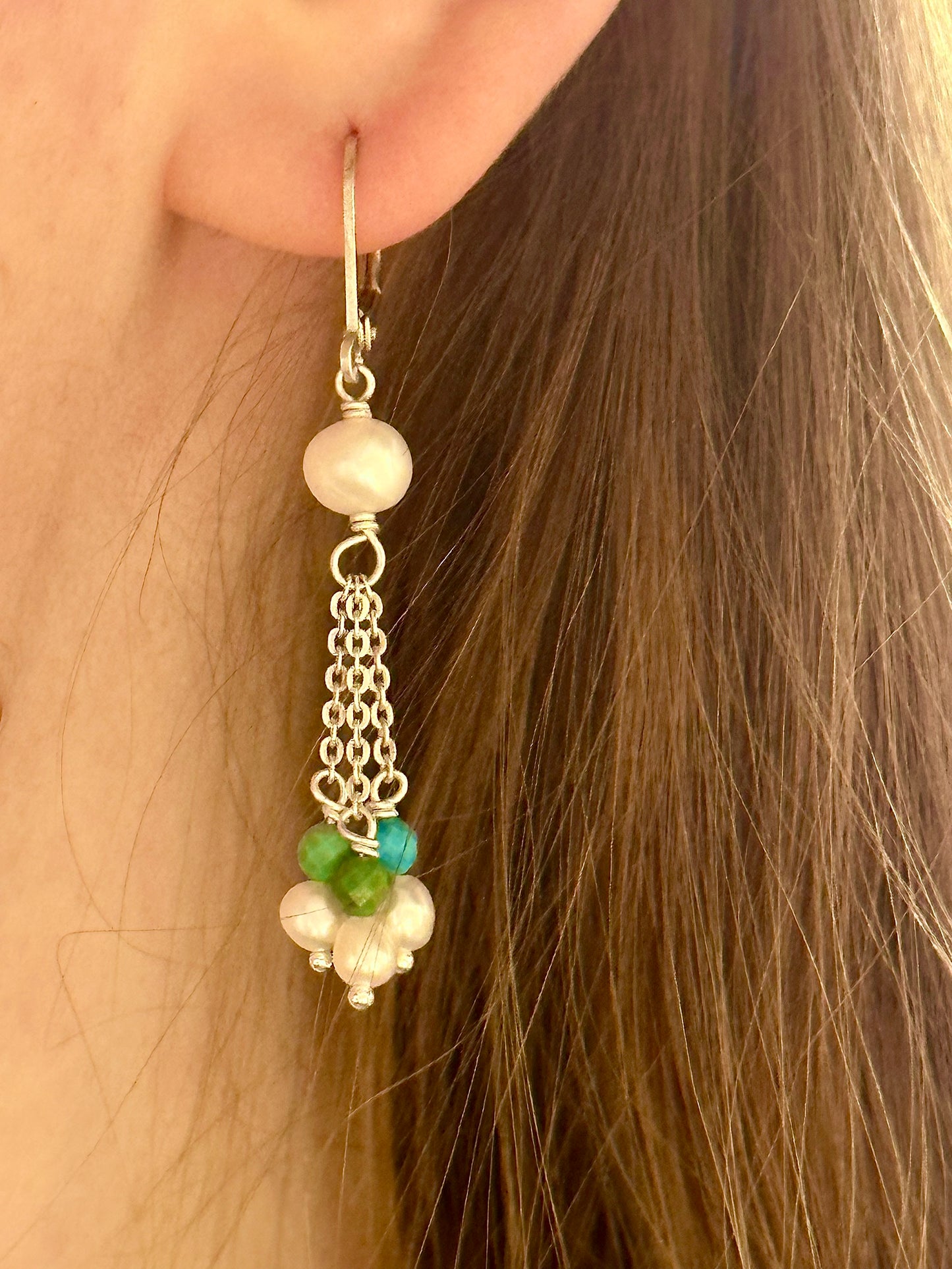 Pearl & Turquoise Drops Earrings