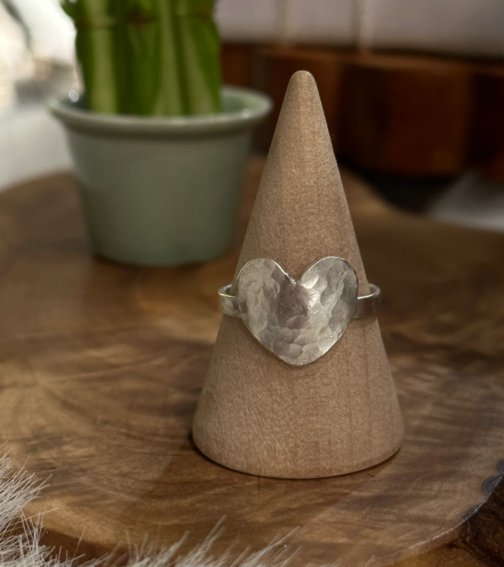 Hammered Heart Ring | Sterling Silver