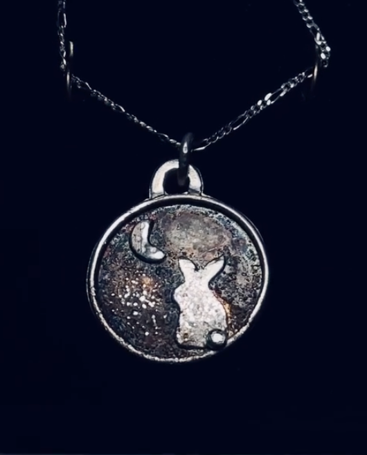 Rabbit and The Moon Coin Talisman | Medium