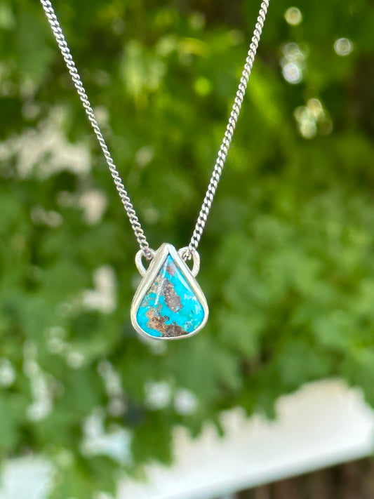 Persian turquoise teardrop pendant
