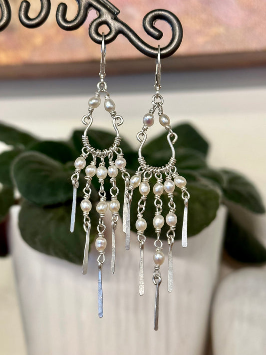 Cascading Pearl Earrings - Dangle Earrings