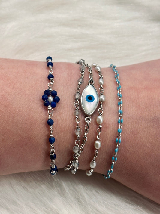 Lapis Lazuli Flower Bracelet