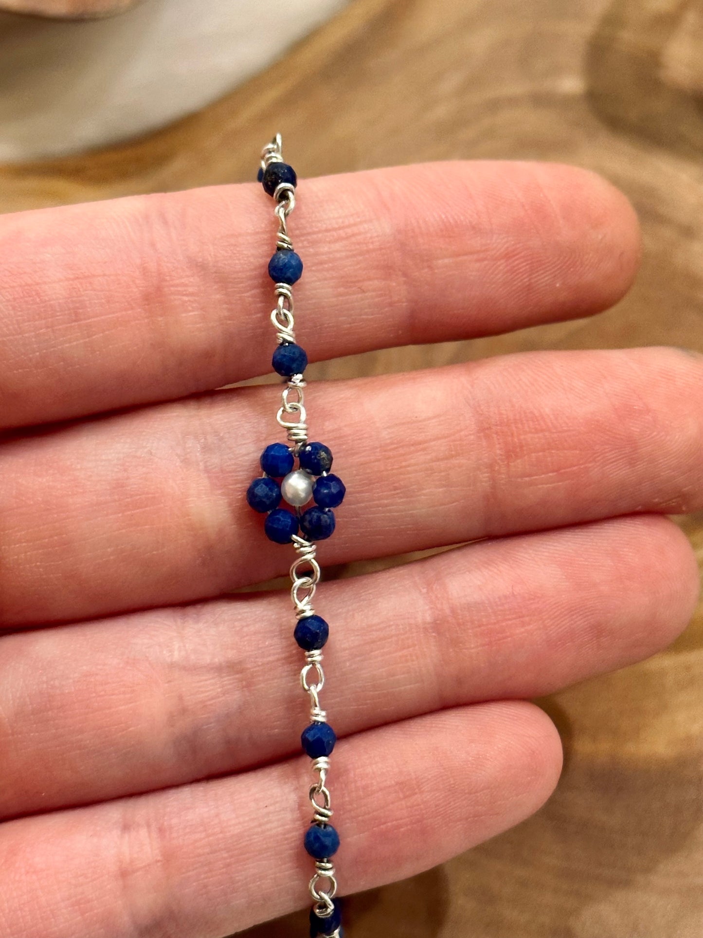 Lapis Lazuli Flower Bracelet