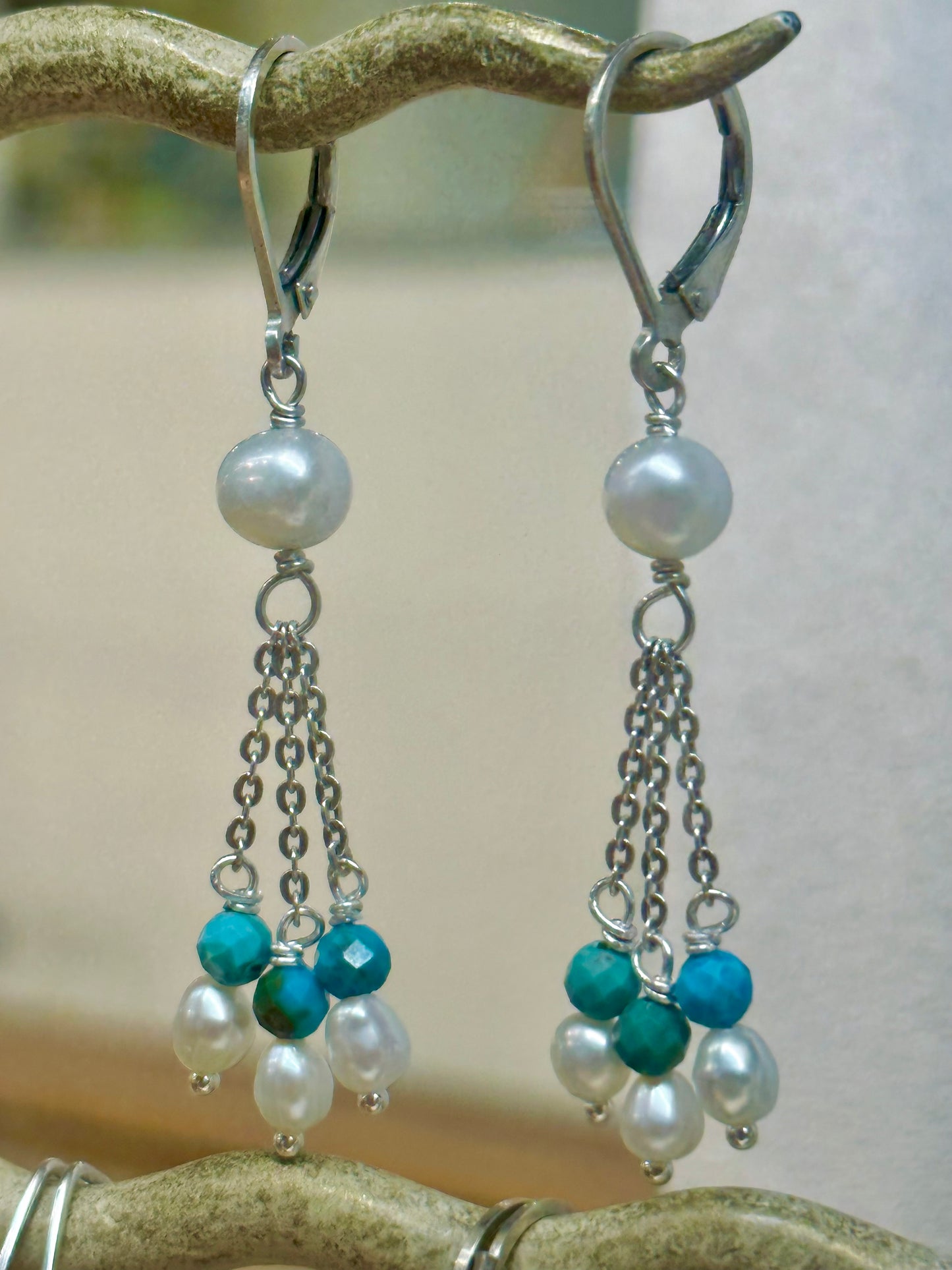 Pearl & Turquoise Drops Earrings