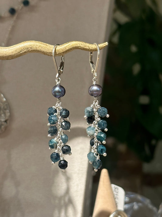 Cluster Earrings | Blue Tourmaline
