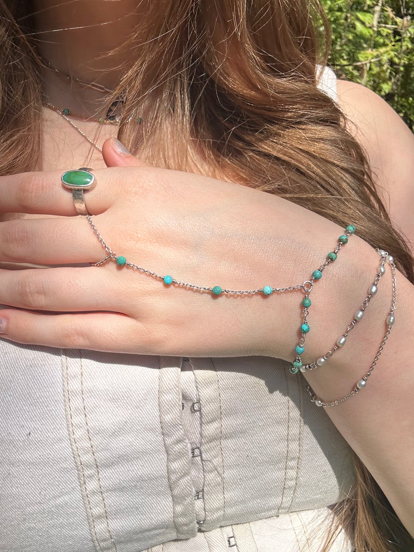 Gemstone Hand Chains | Silver