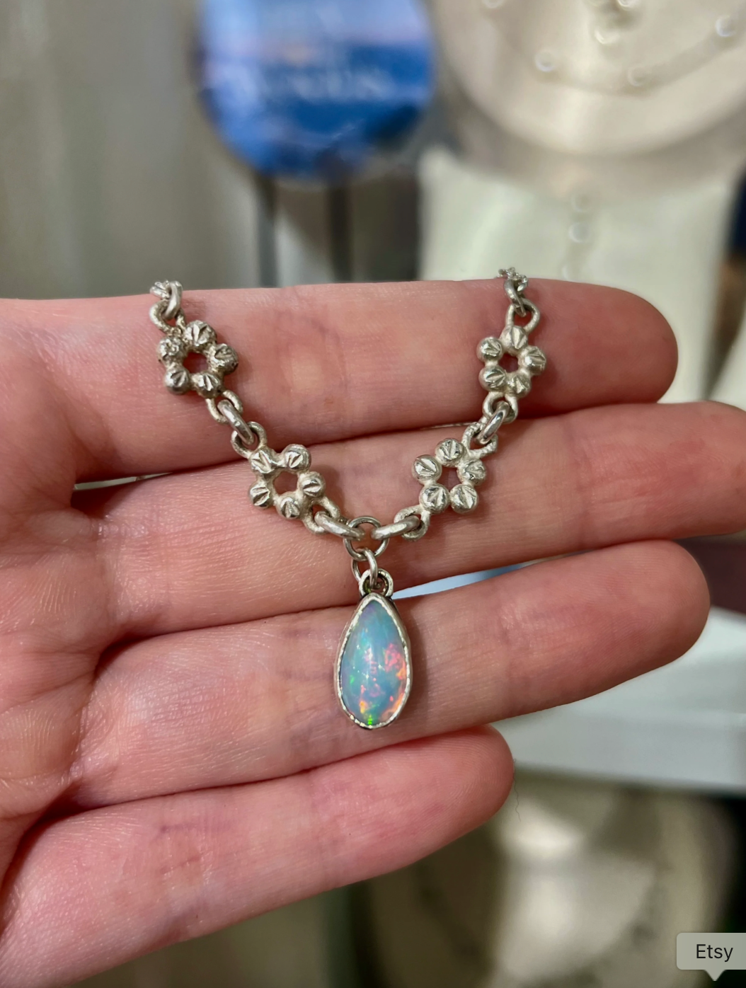 Opal Flower 'Choker' |Vintage style| Genuine Opal | Handcrafted