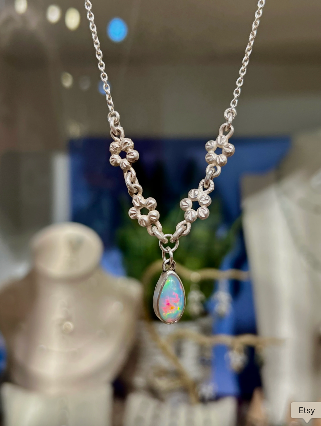Opal Flower 'Choker' |Vintage style| Genuine Opal | Handcrafted
