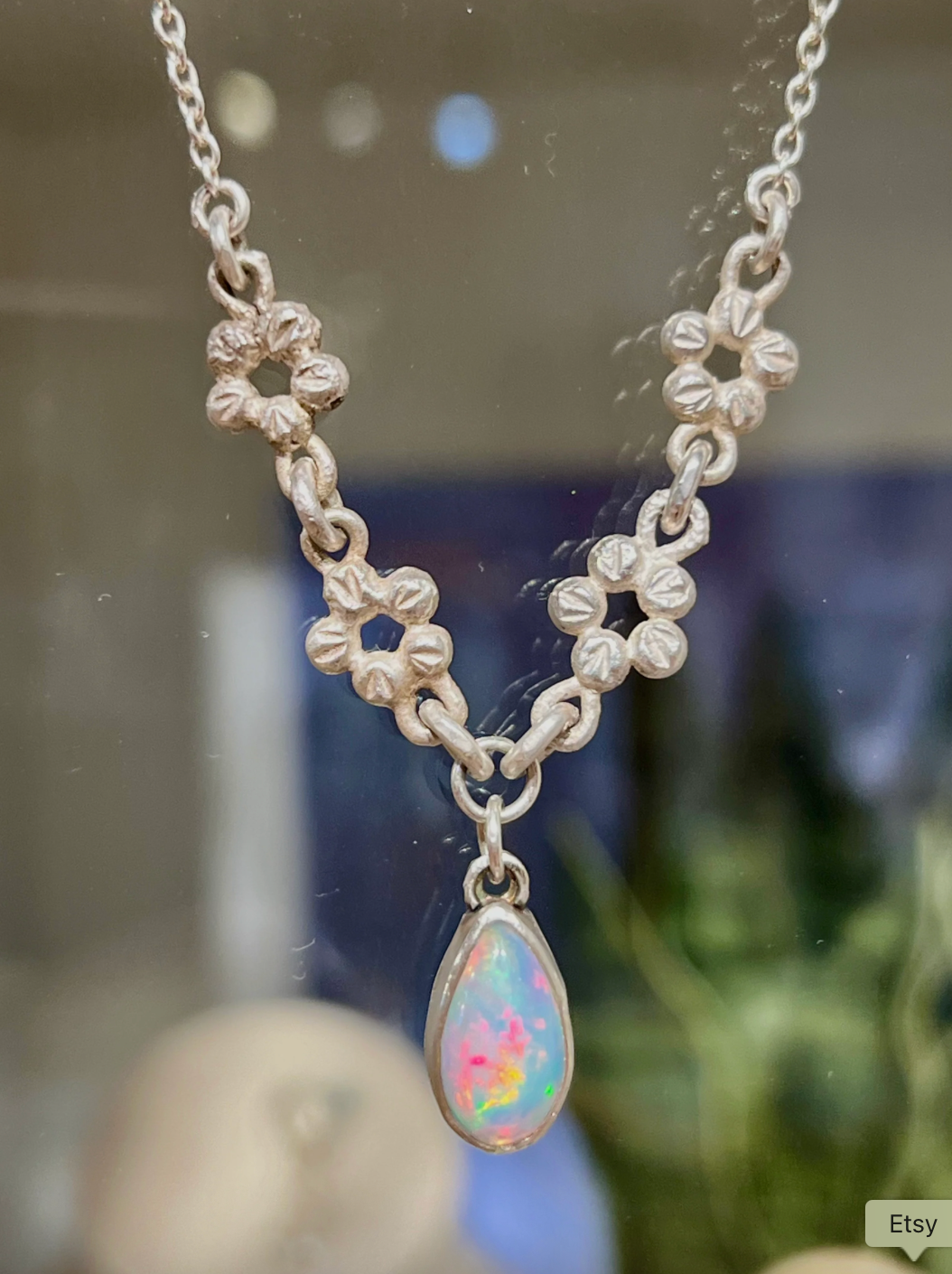 Opal Flower 'Choker' |Vintage style| Genuine Opal | Handcrafted