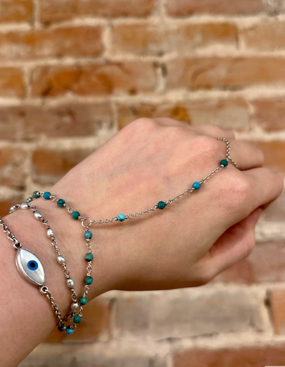 Gemstone Hand Chains | Silver