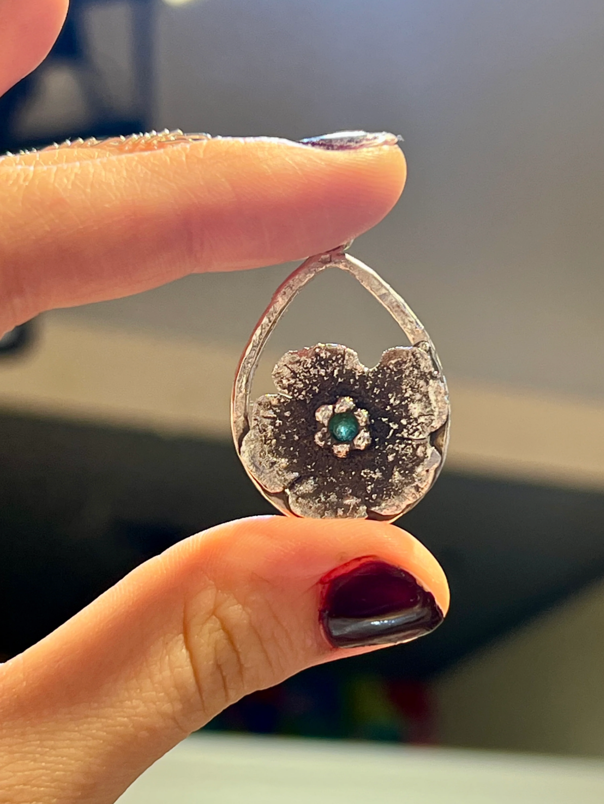 Tourmaline Flower Pendant | Organic | One of a kind | Silver