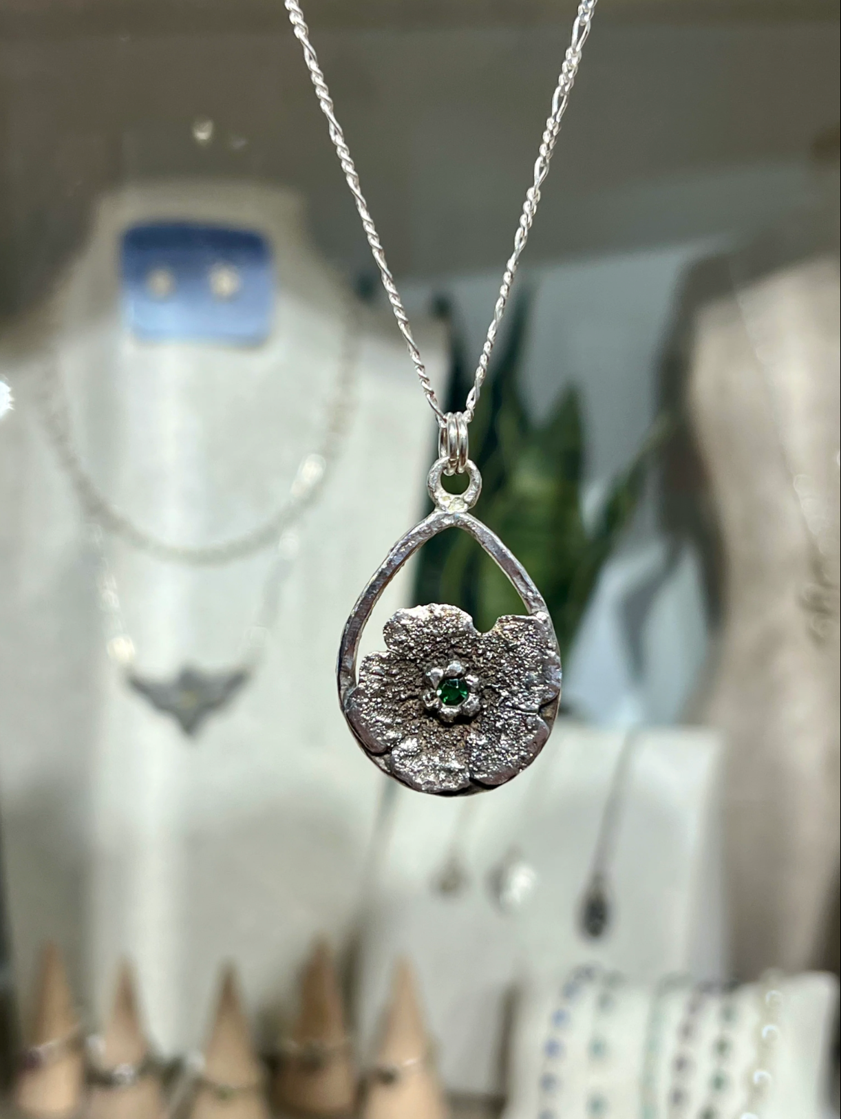 Tourmaline Flower Pendant | Organic | One of a kind | Silver