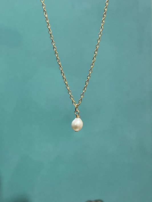 Single Pearl Necklace | Gold