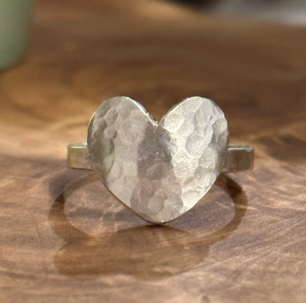 Hammered Heart Ring | Sterling Silver