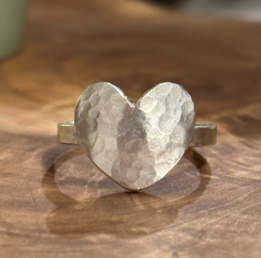Hammered Heart Ring | Sterling Silver