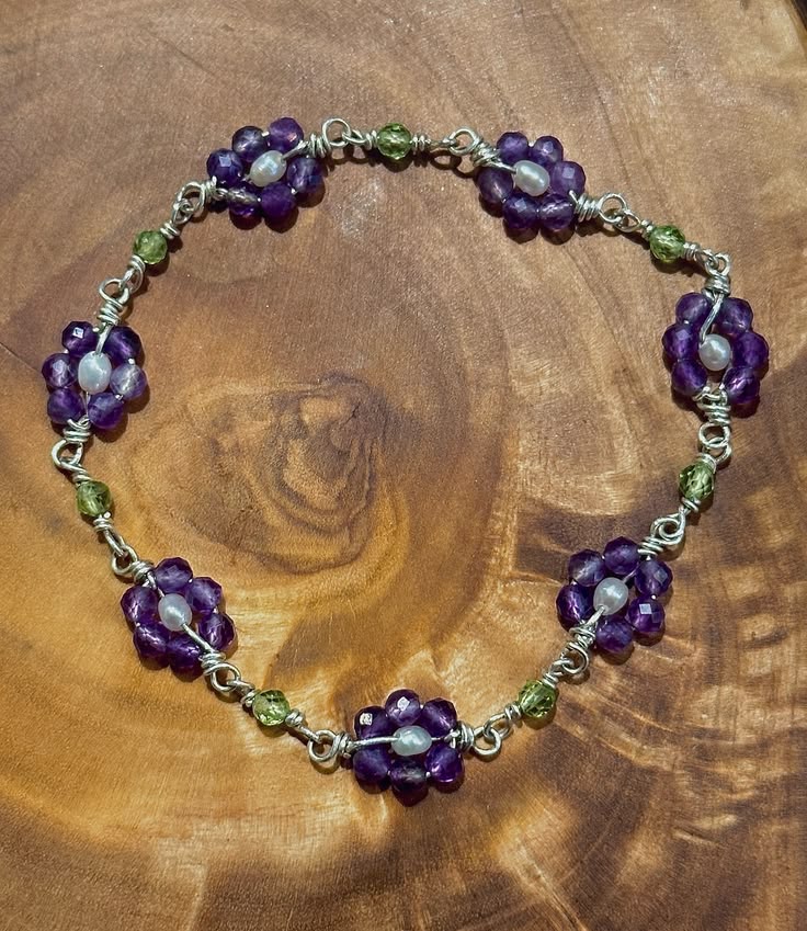 Morning Glory Amethyst Flower Bracelet