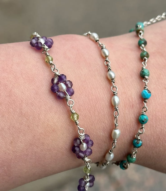 Morning Glory Amethyst Flower Bracelet