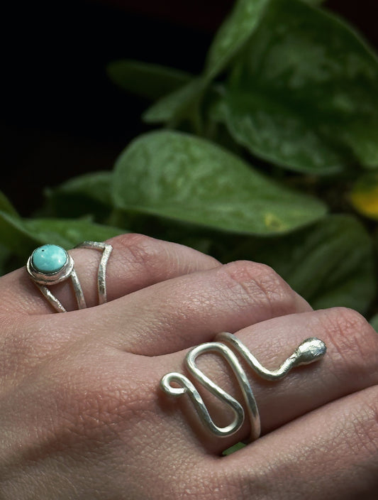 Snake Ring | Sterling Silver | Adjustable Open Design